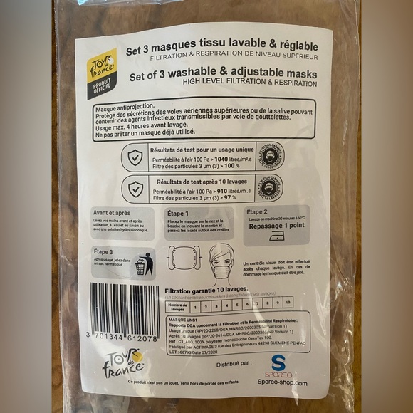 Tour de France face mask kit - set of 3 masks - Picture 4 of 5